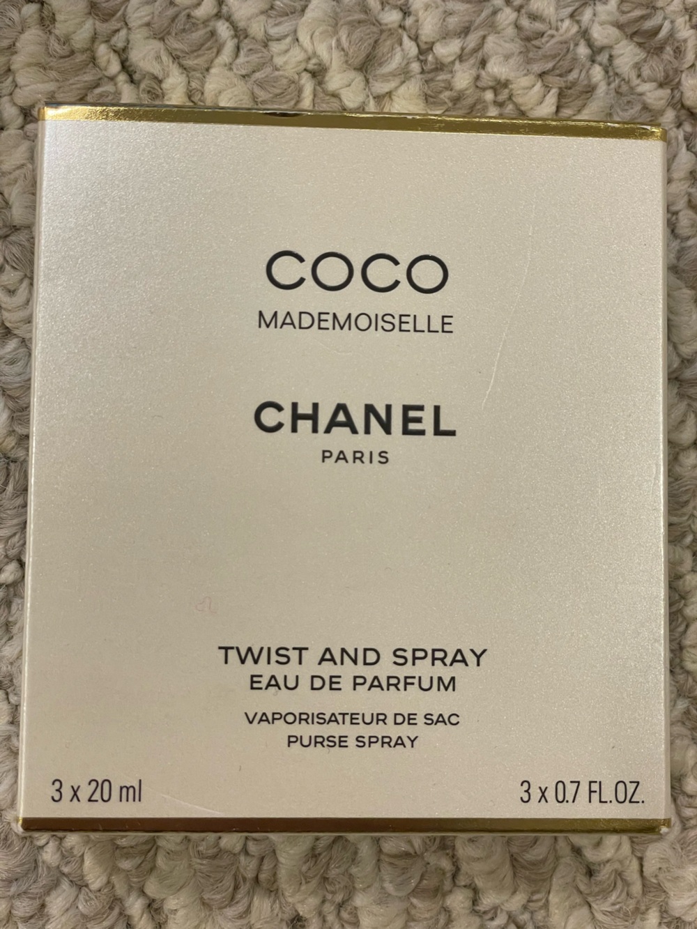 CHANEL Cream and Gold Coco Purse Spray Set